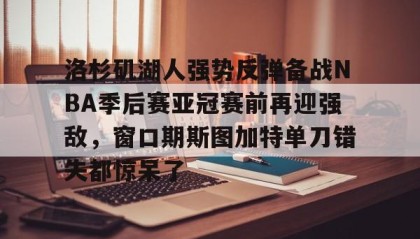 一竞技平台-洛杉矶湖人强势反弹备战NBA季后赛亚冠赛前再迎强敌，窗口期斯图加特单刀错失都惊呆了的简单介绍